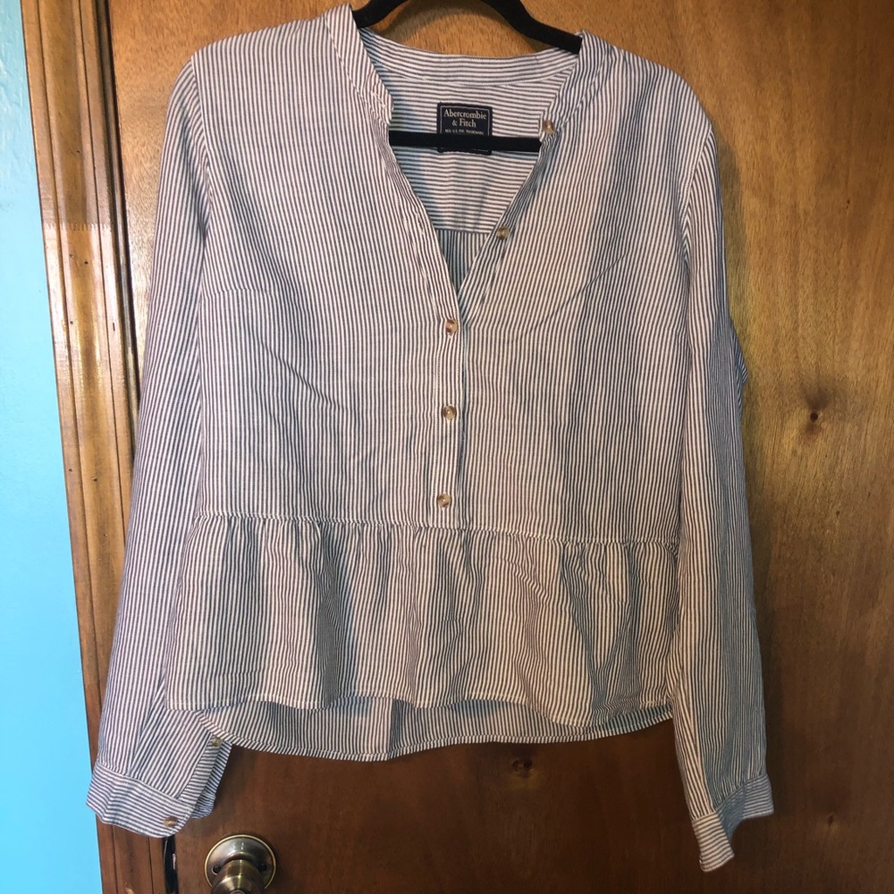 Chambray blue & white peplum